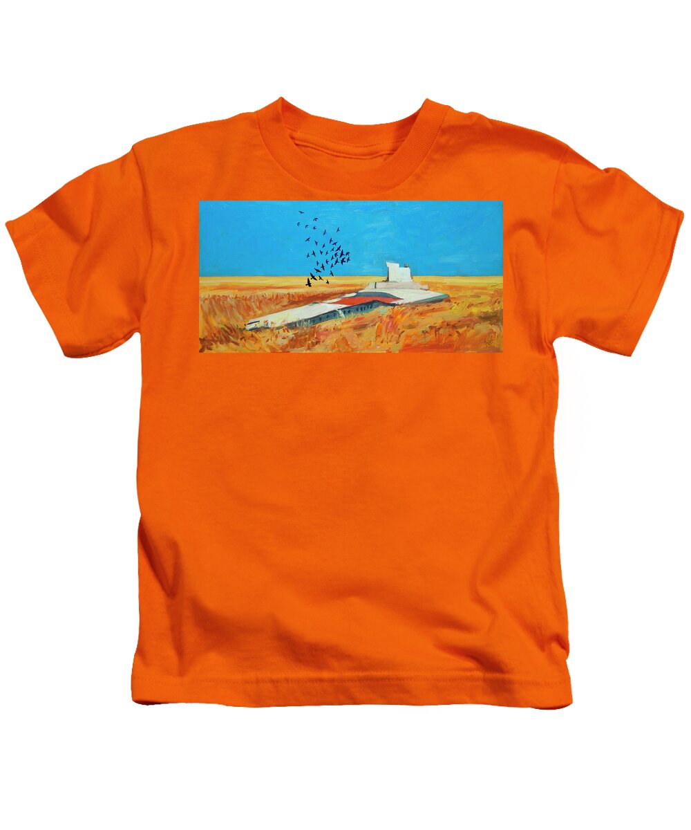 Mh17 Kids T-Shirt featuring the digital art When life bends for death by Nop Briex