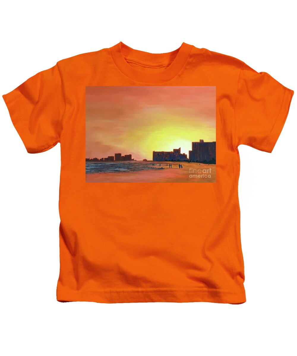 North Myrtle Beach Kids T-Shirt featuring the painting Winter Sunset N Myrtle Beach SC by Aicy Karbstein