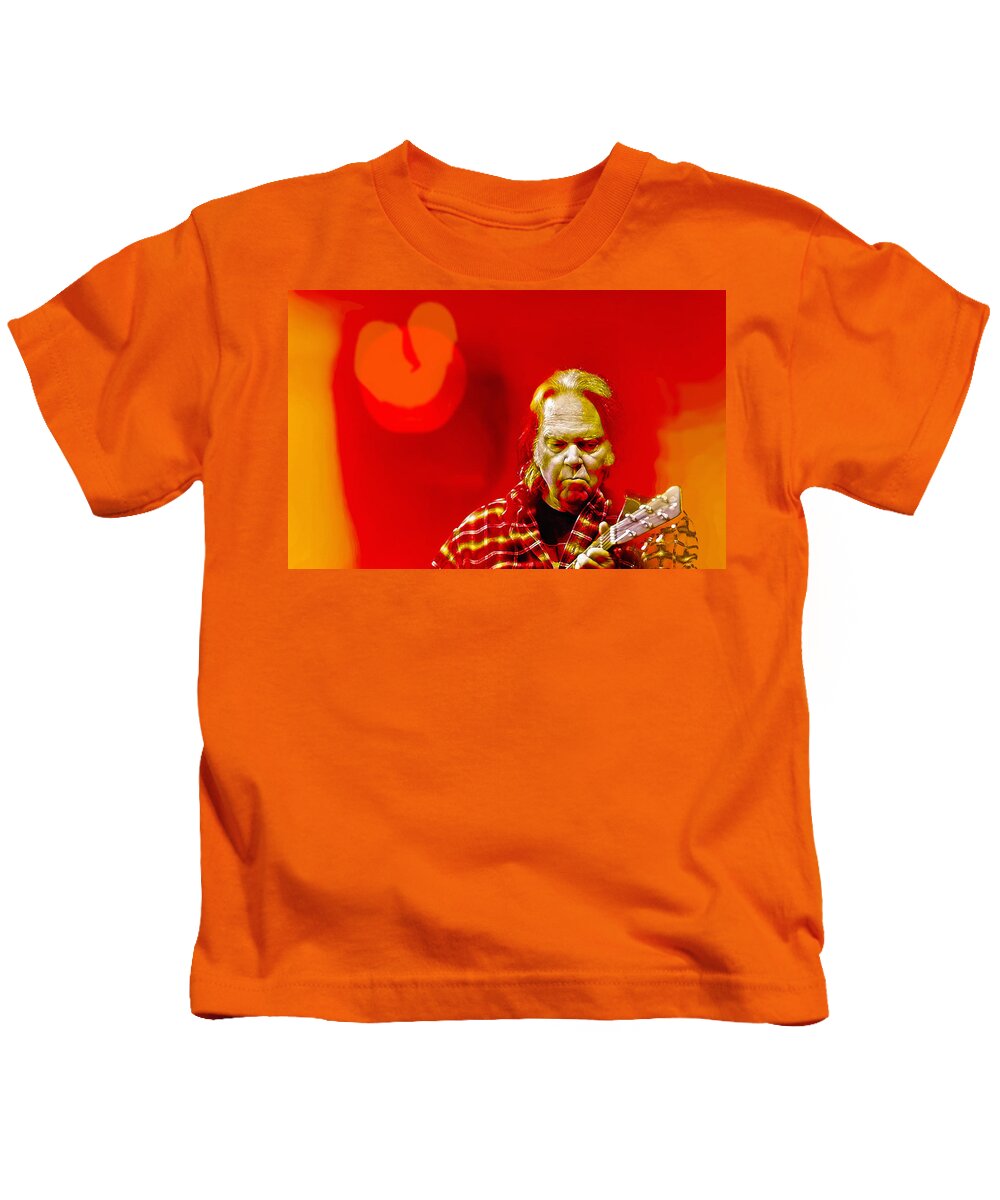Neil Young Kids T-Shirt featuring the digital art You Keep Me Searching by Mal Bray