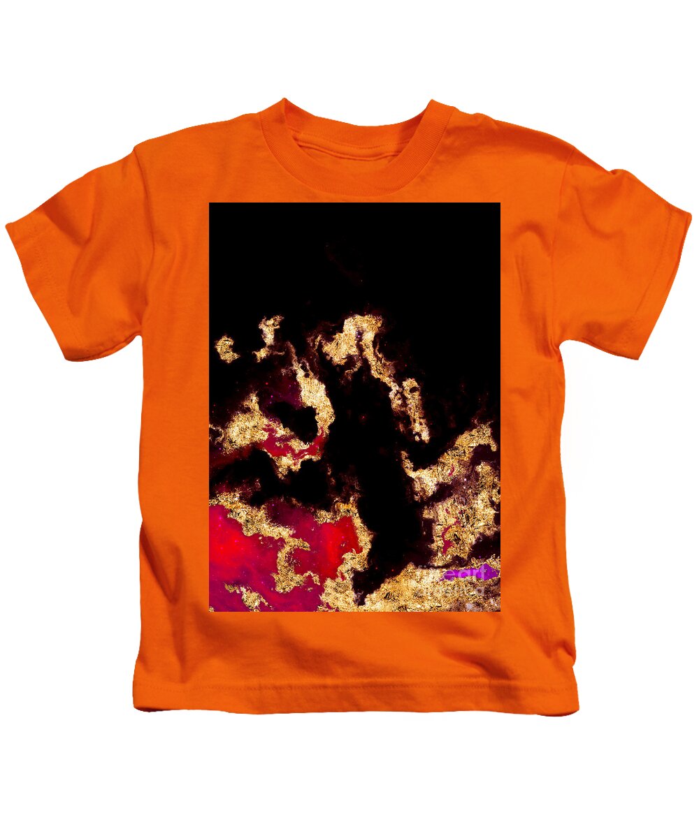 Holyrockarts Kids T-Shirt featuring the mixed media 100 Starry Nebulas in Space Abstract Digital Painting 023 by Holy Rock Design