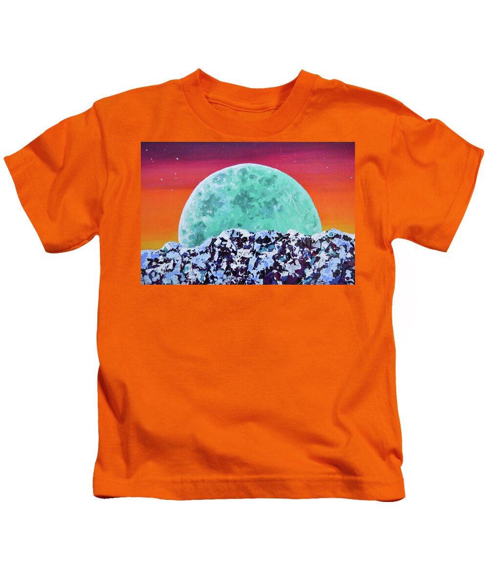 Mountains Kids T-Shirt featuring the painting The Final Climb - Fragment #2 by Ashley Wright
