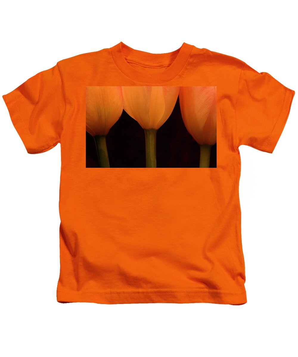 Macro Kids T-Shirt featuring the photograph 3 Tulips by Julie Powell