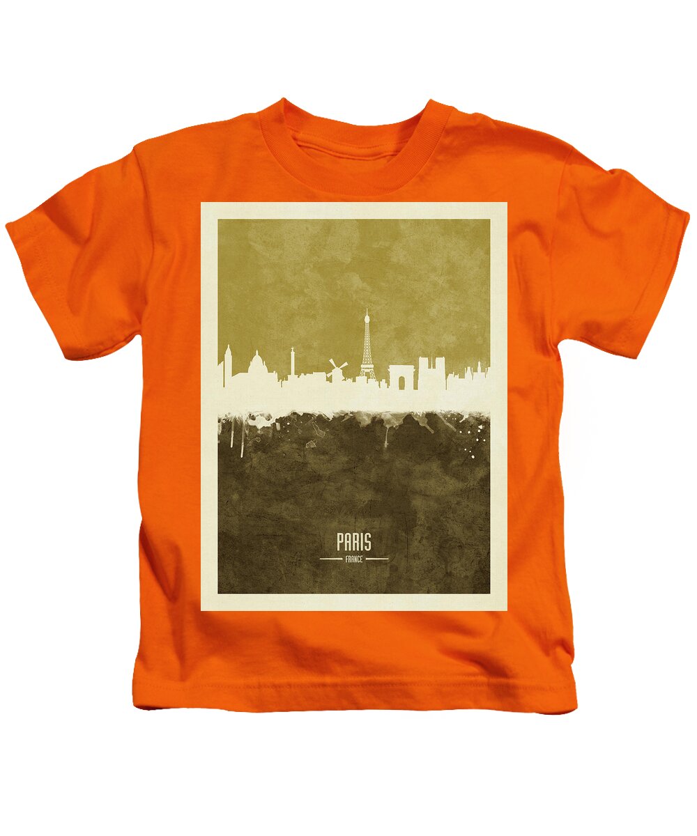 Paris Kids T-Shirt featuring the digital art Paris France Skyline #35 by Michael Tompsett