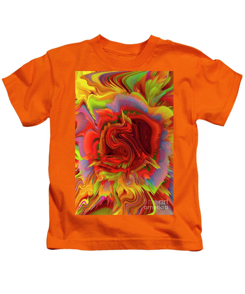 Art Kids T-Shirt featuring the mixed media A Flower In Rainbow Colors Or A Rainbow In The Shape Of A Flower 10 verticale by Elena Gantchikova