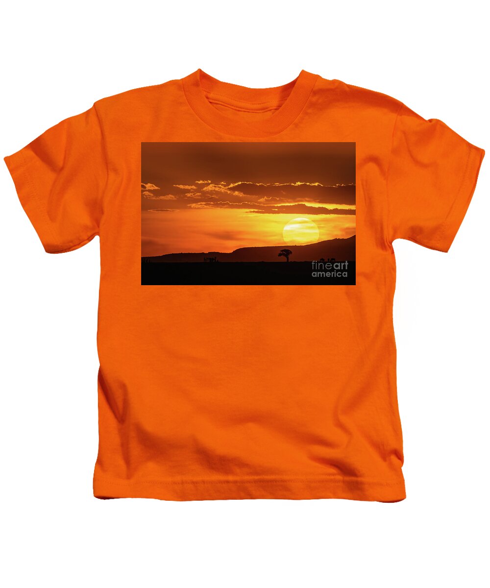 Nature Kids T-Shirt featuring the photograph African sunset by Jane Rix