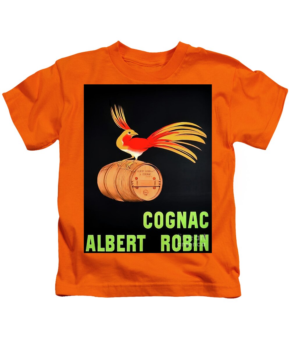 1906 Kids T-Shirt featuring the drawing Albert Robin Cognac Drink Poster 1906 by M G Whittingham