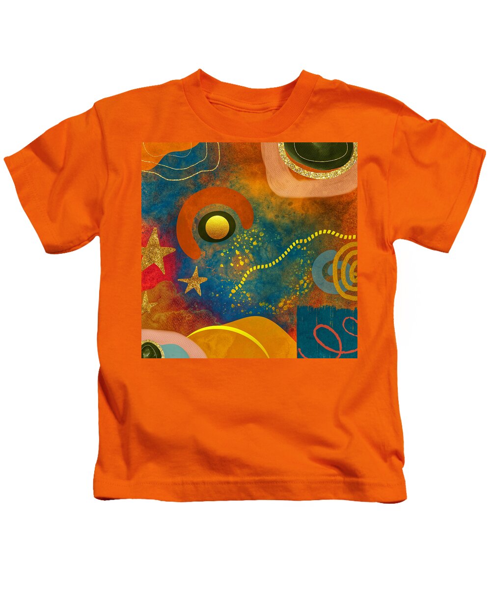 Contemporary Art Kids T-Shirt featuring the mixed media As Above, So Below by Canessa Thomas