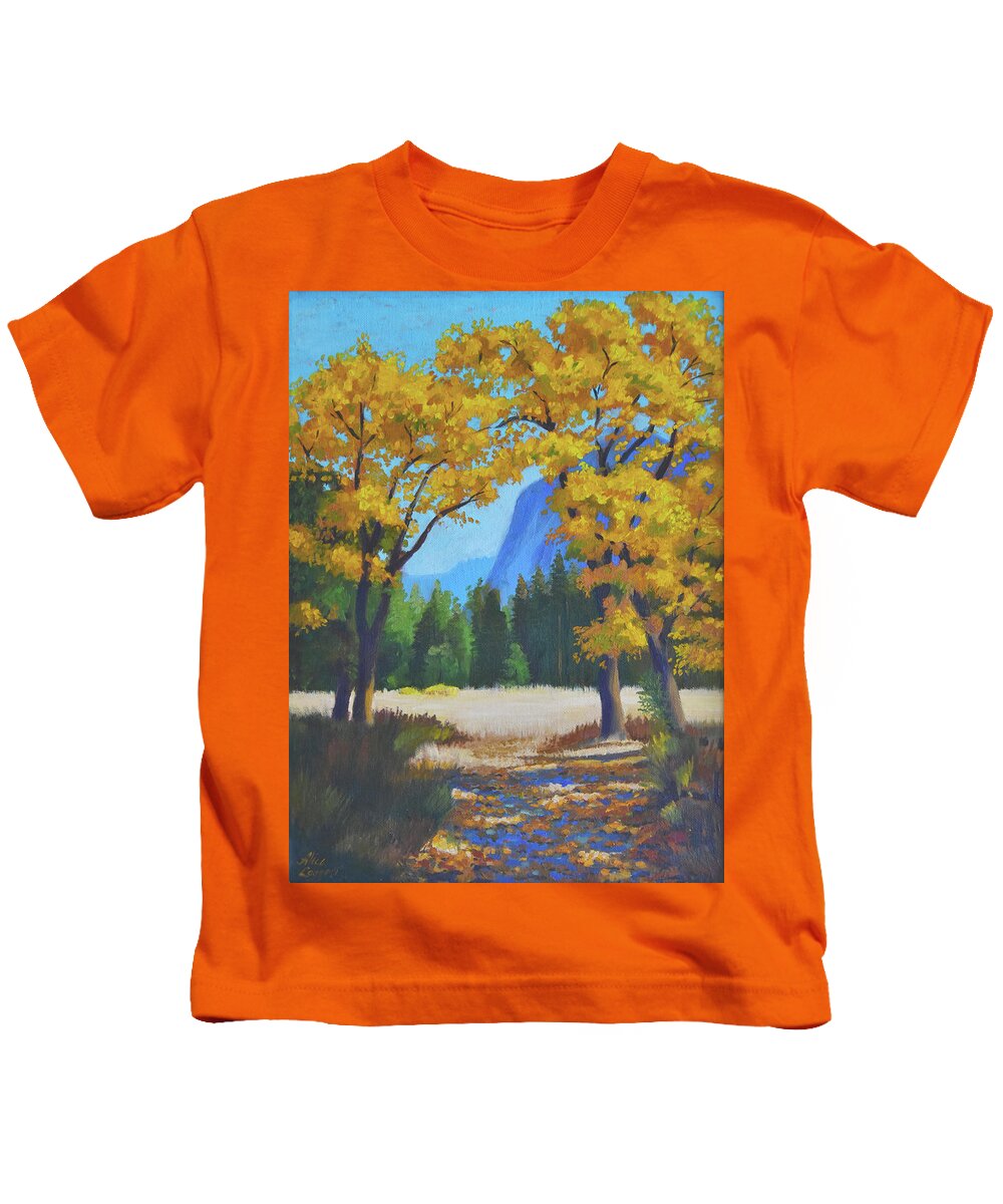 Autumn Kids T-Shirt featuring the painting Autumn Gold by Alice Leggett