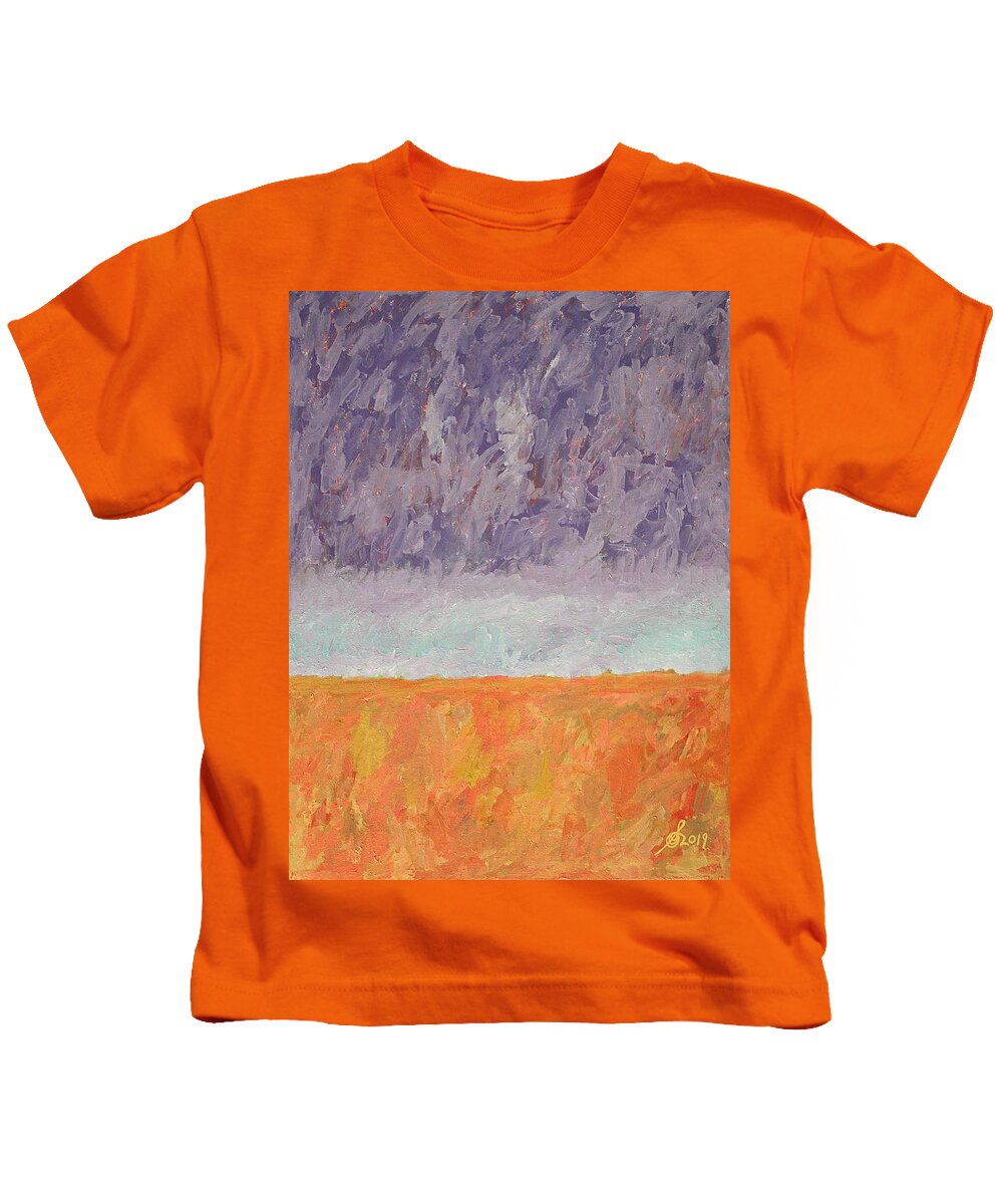 Marsh Kids T-Shirt featuring the painting Autumn Marsh original painting by Sol Luckman