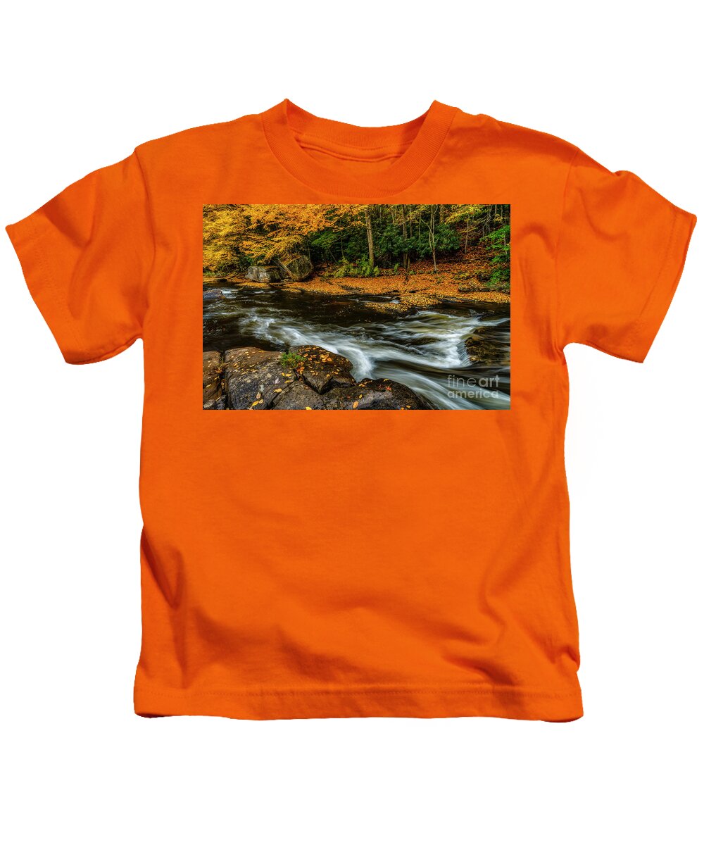 Williams River Kids T-Shirt featuring the photograph Autumn Rain as the River Flows by Thomas R Fletcher