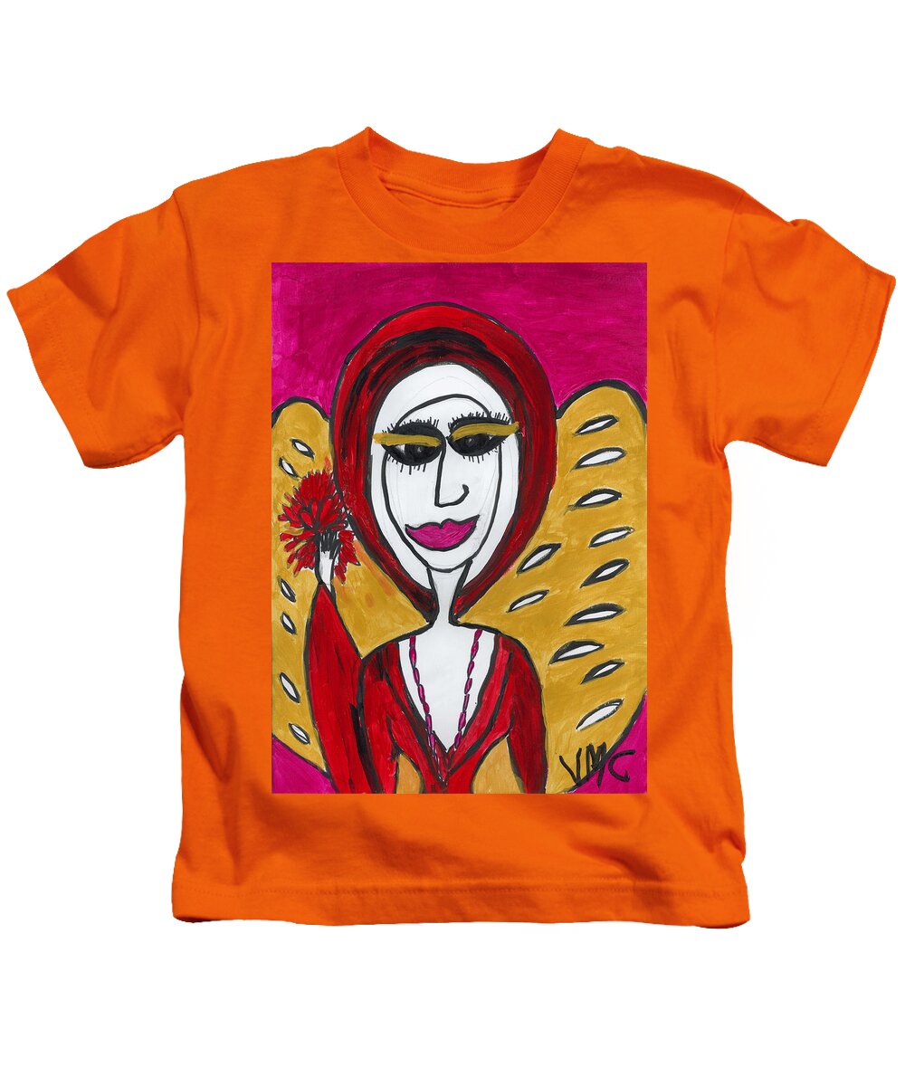  Angel Kids T-Shirt featuring the painting Bellatrea Angel by Victoria Mary Clarke