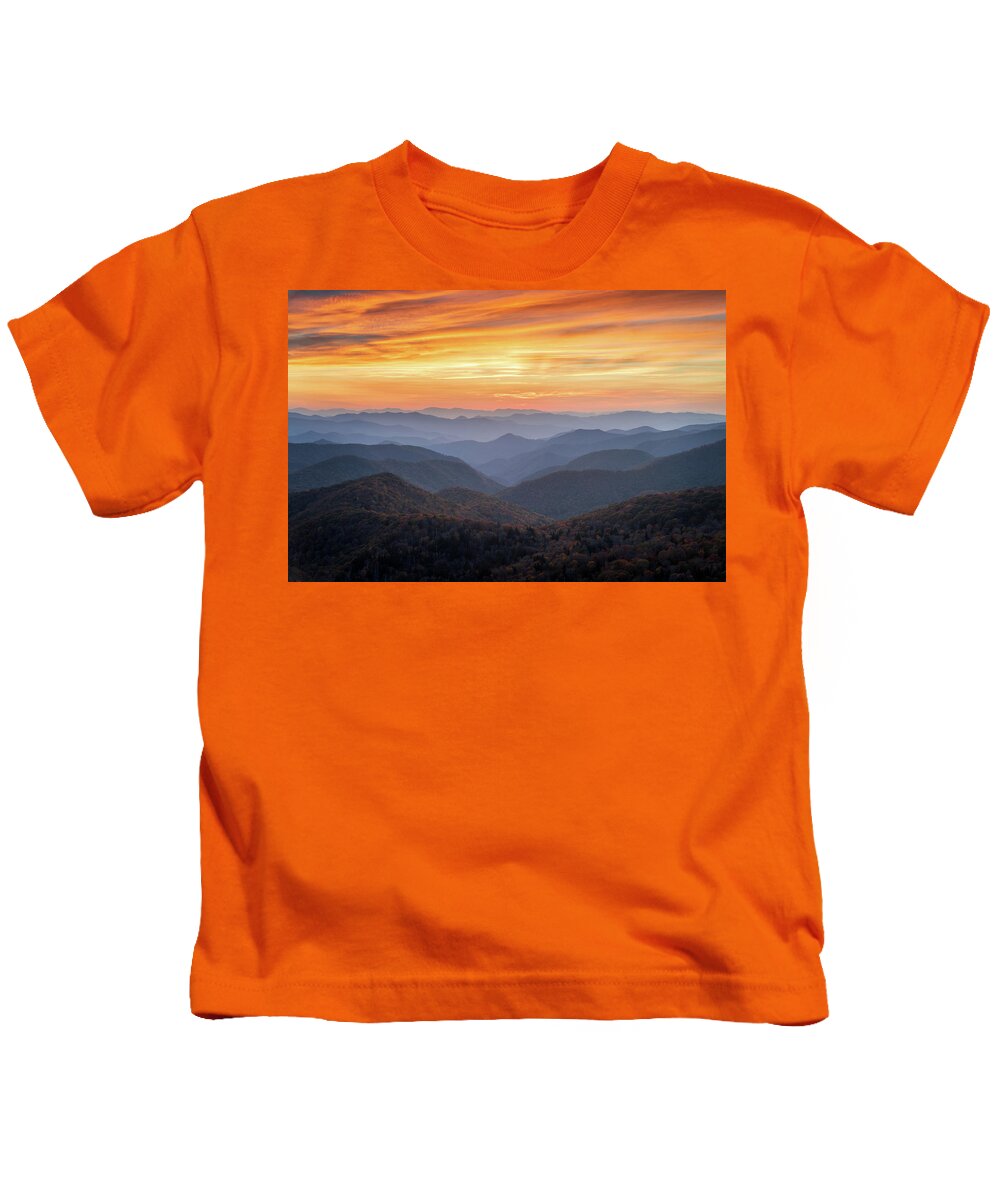 Landscape Kids T-Shirt featuring the photograph Blue Ridge Parkway NC Autumn's Peak by Robert Stephens
