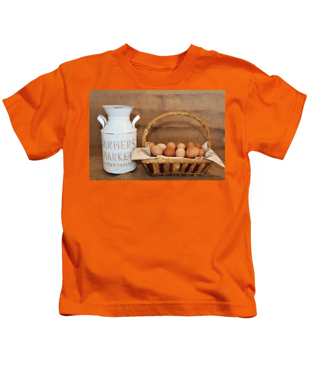 Food Kids T-Shirt featuring the photograph Breakfast on the Farm by Sheila Brown