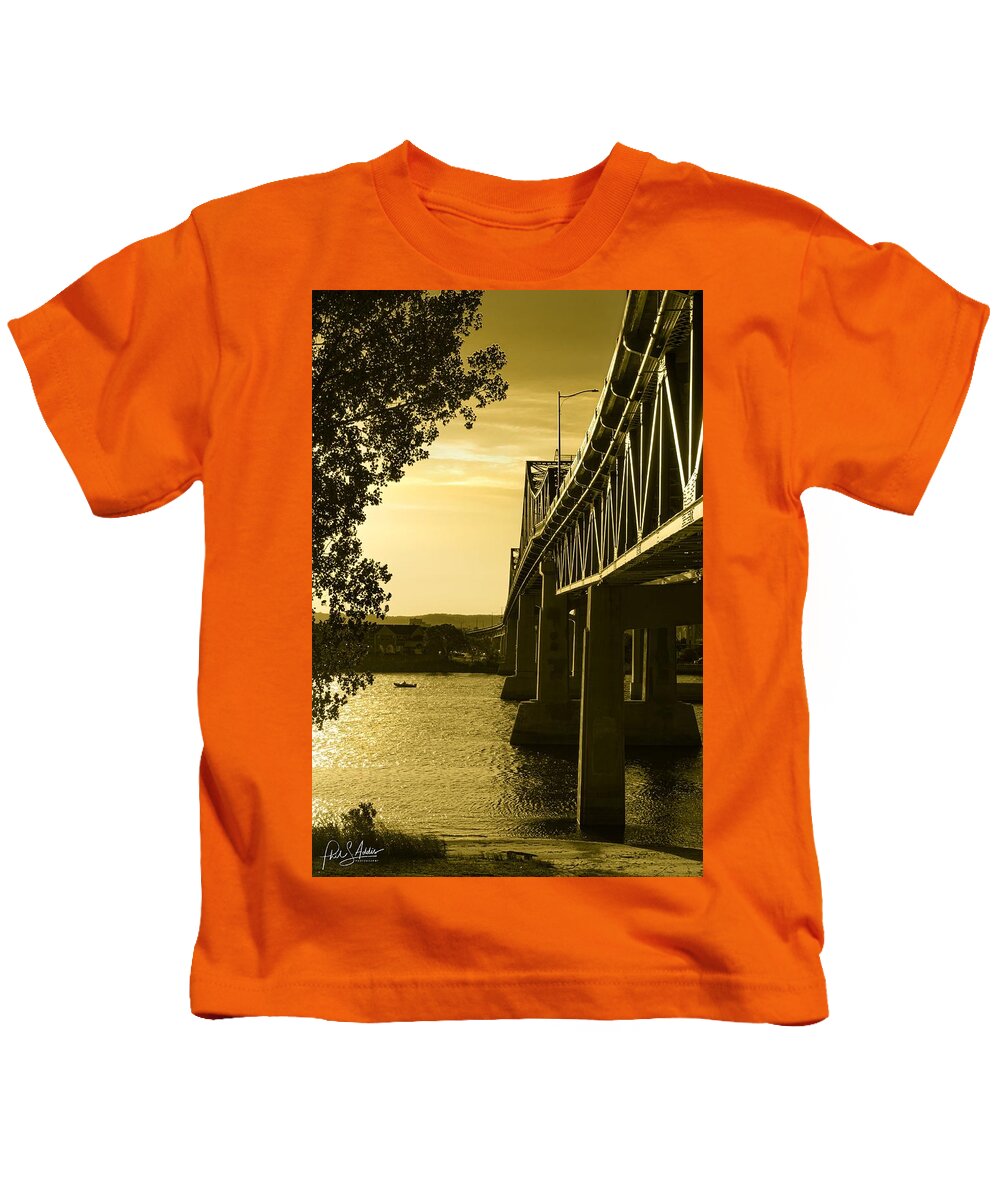 Bridge Kids T-Shirt featuring the photograph Bridge at Golden Hour by Phil S Addis
