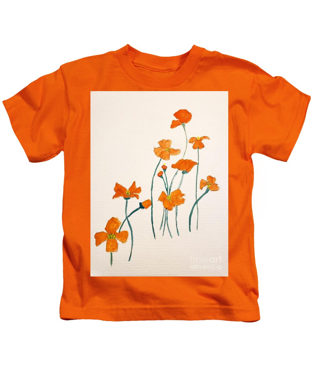  Kids T-Shirt featuring the painting California Poppies by Margaret Welsh Willowsilk