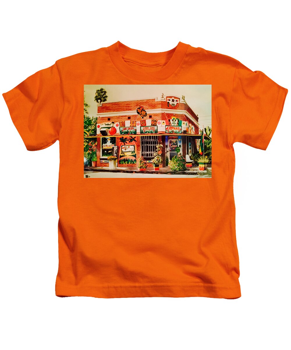 Tampa Kids T-Shirt featuring the painting Cephas Cafe by Mike King