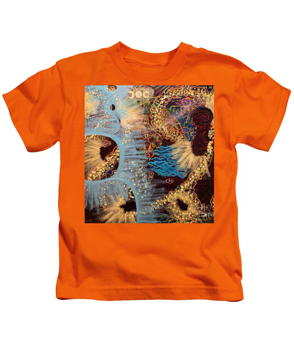 Cosmos Kids T-Shirt featuring the painting Cosmos Calls by Sylvia Becker-Hill