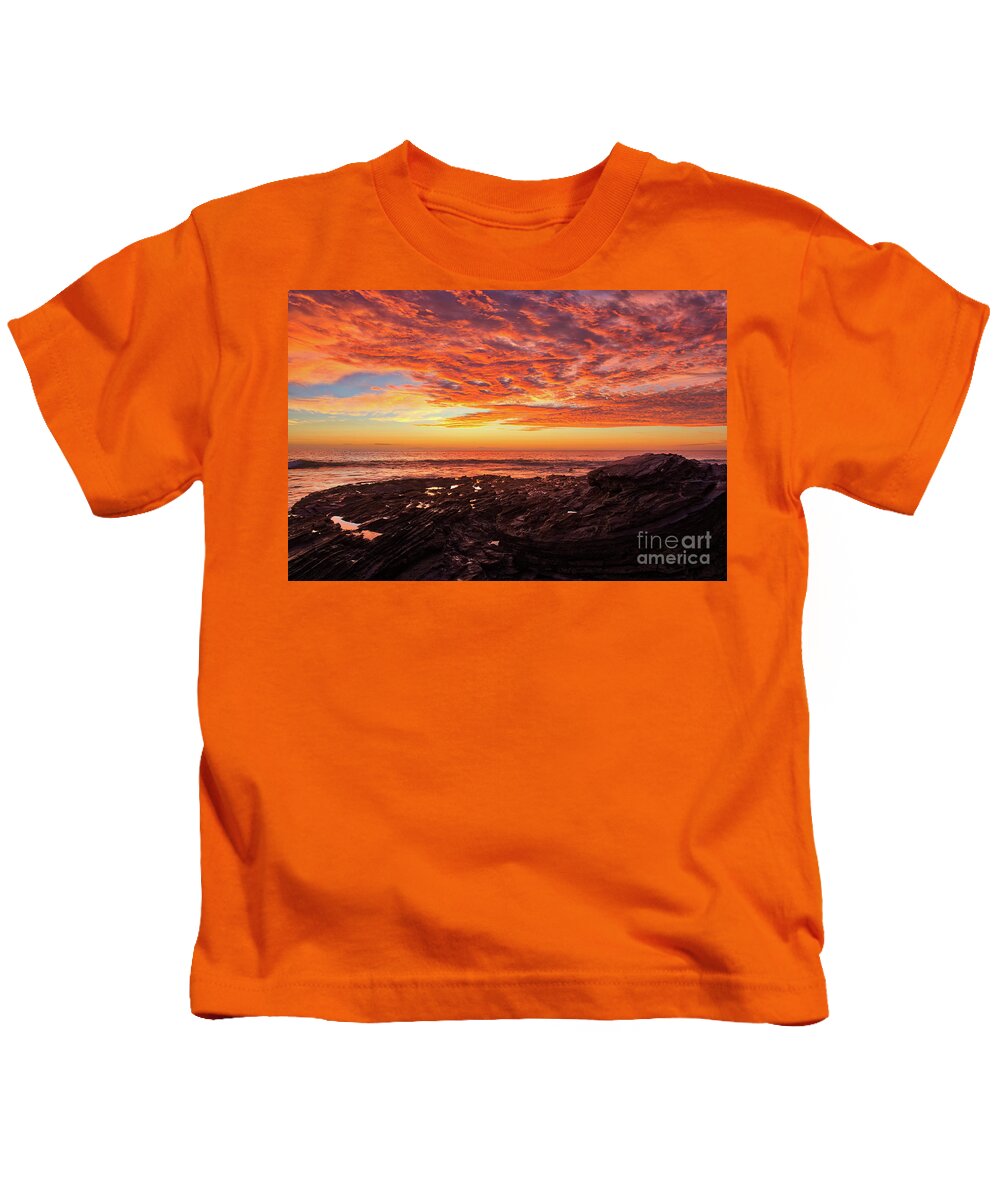 First Kids T-Shirt featuring the photograph First Sunset of 2020 by Eddie Yerkish