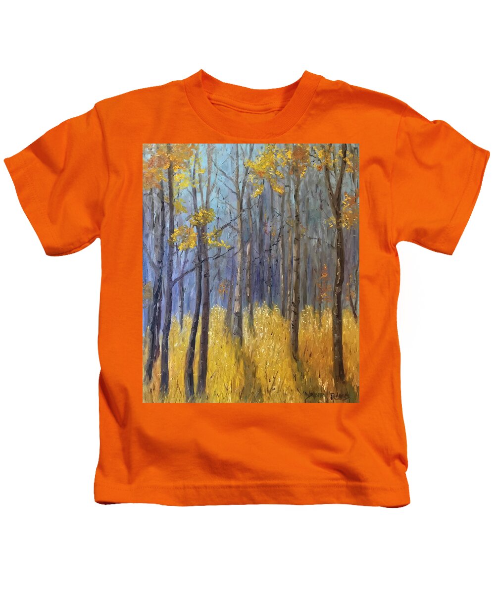 Landscape Kids T-Shirt featuring the painting Forest Tranquility by Sherrell Rodgers