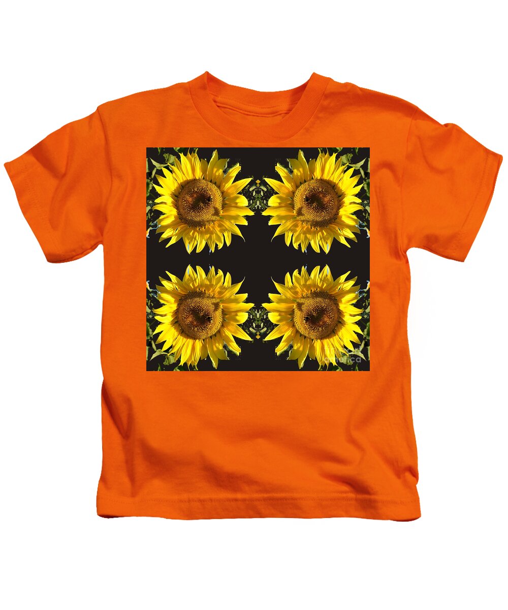 Nature Kids T-Shirt featuring the photograph Friendship of Sunflowers by Leonida Arte
