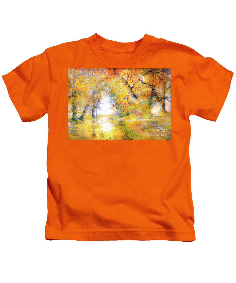Landscape Kids T-Shirt featuring the painting Gleaming Streams by Jane Small