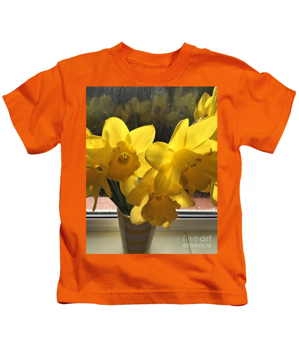 Daffodils Kids T-Shirt featuring the photograph Golden Daffodils 10 by Joan-Violet Stretch
