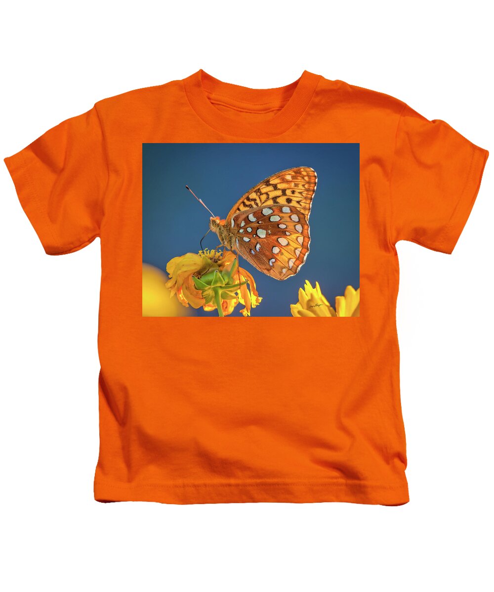 Great Spangled Fritillary Kids T-Shirt featuring the photograph Great Spangled Fritillary by Jurgen Lorenzen