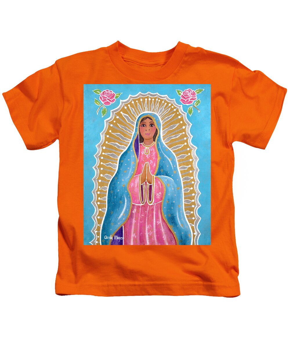 Guadalupe Kids T-Shirt featuring the painting Guadalupe of the Light by Candy Mayer