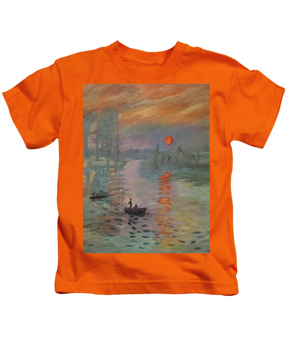 Monet Kids T-Shirt featuring the painting Impression Sunrise by Jane Ricker