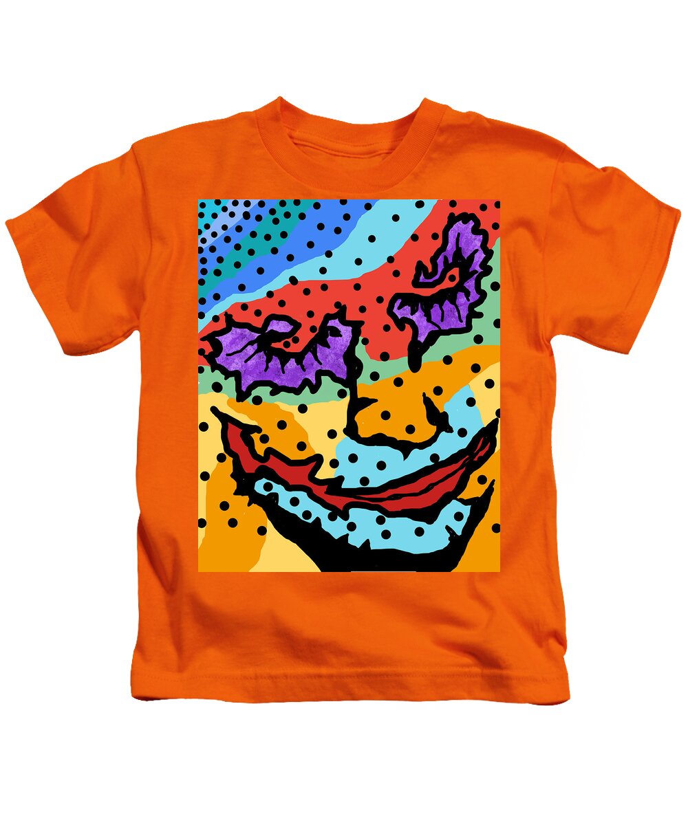 Colour Joker Art Kids T-Shirt featuring the mixed media Joker by Bradley Boug