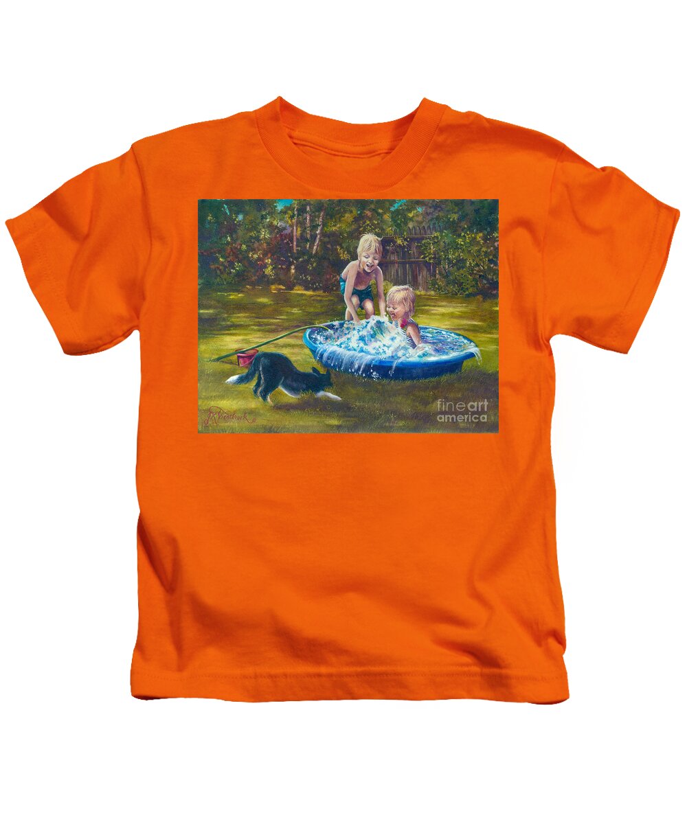 Swimming Kids T-Shirt featuring the painting Just Add Water by Jill Westbrook