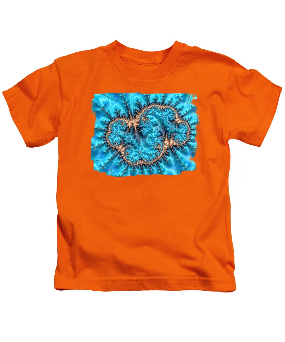 Teal Kids T-Shirt featuring the digital art Legendary Copper and Teal 60 by Elisabeth Lucas