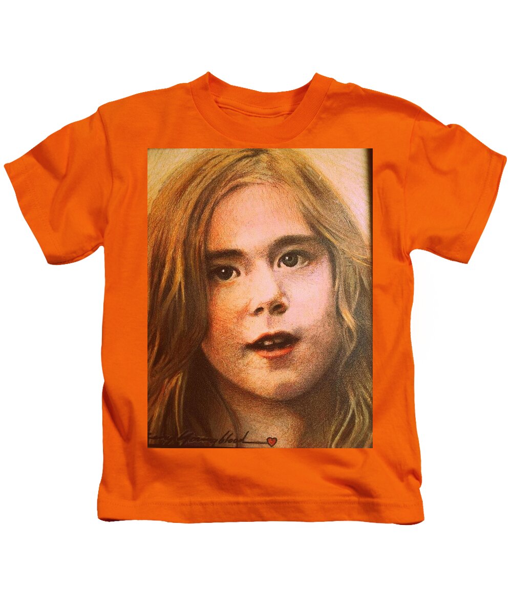  Kids T-Shirt featuring the painting Maddie 5 by Kenny Youngblood