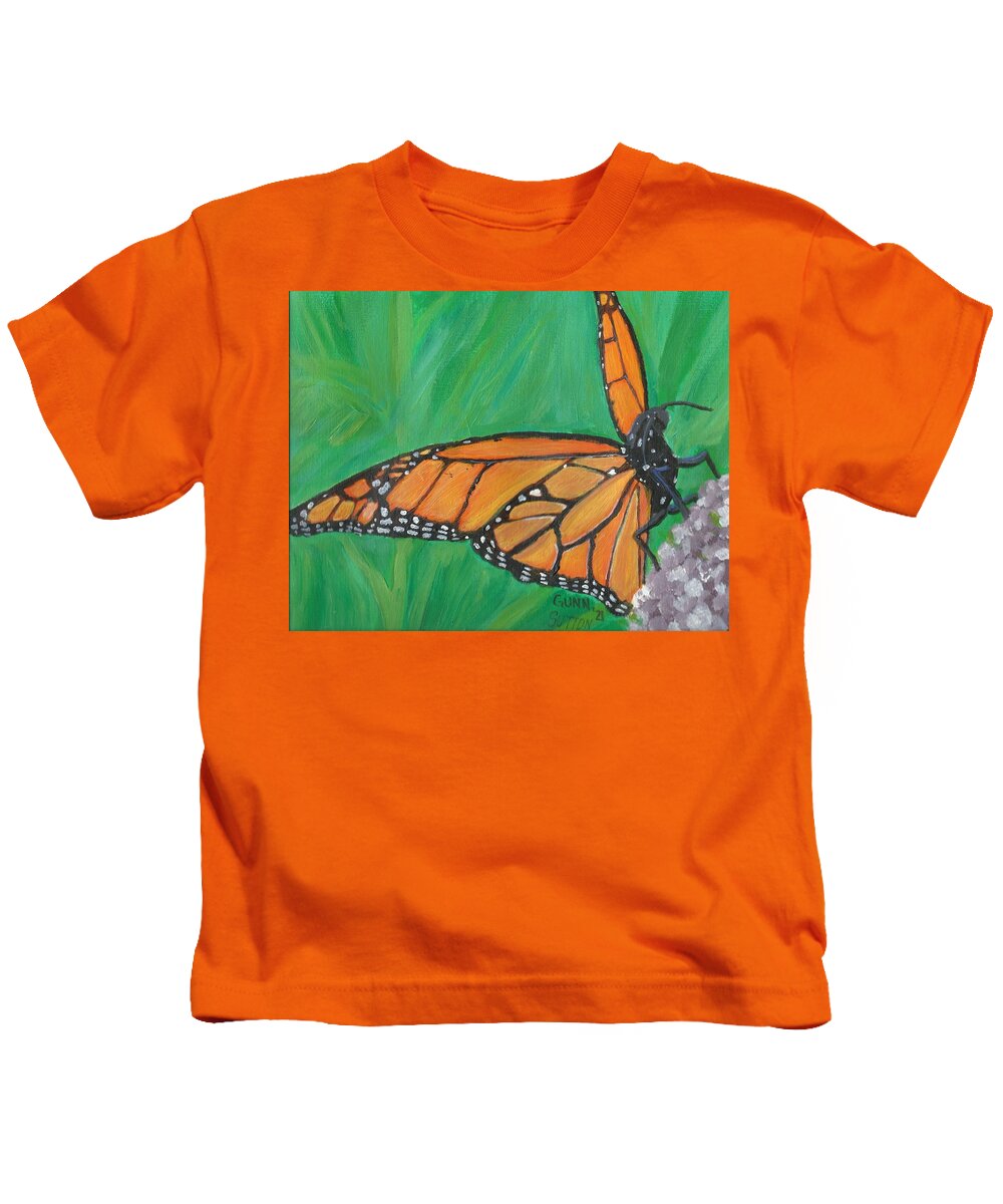 Monarch Kids T-Shirt featuring the painting Monarch Butterfly by Katrina Gunn