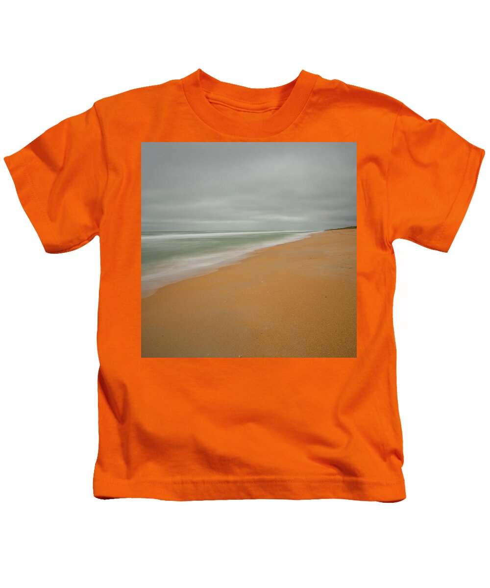 Sand Kids T-Shirt featuring the photograph Moody Cloudy Beach Day by Kyle Lee