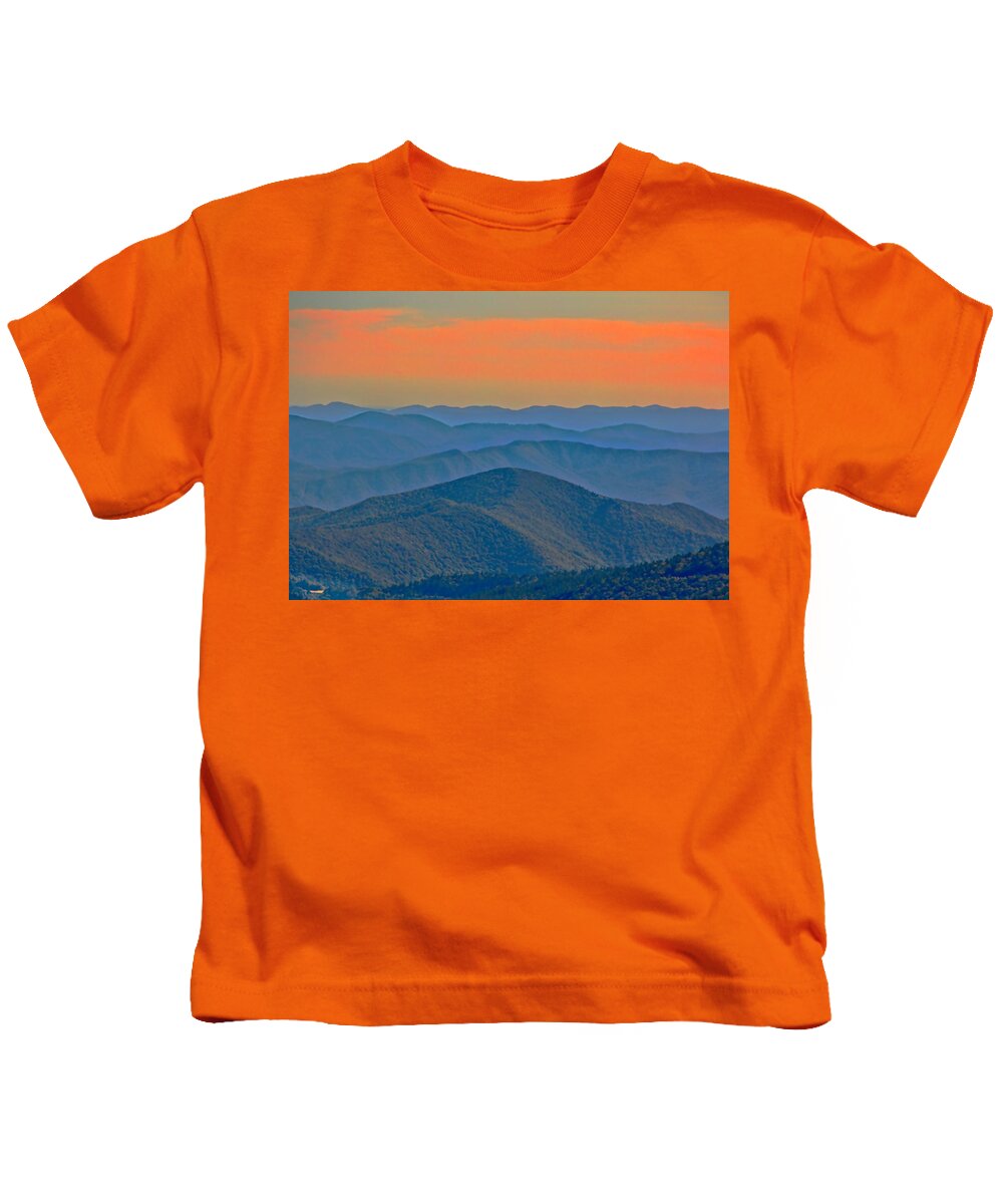 Mountains Kids T-Shirt featuring the photograph Mountains At Evening by Allen Nice-Webb