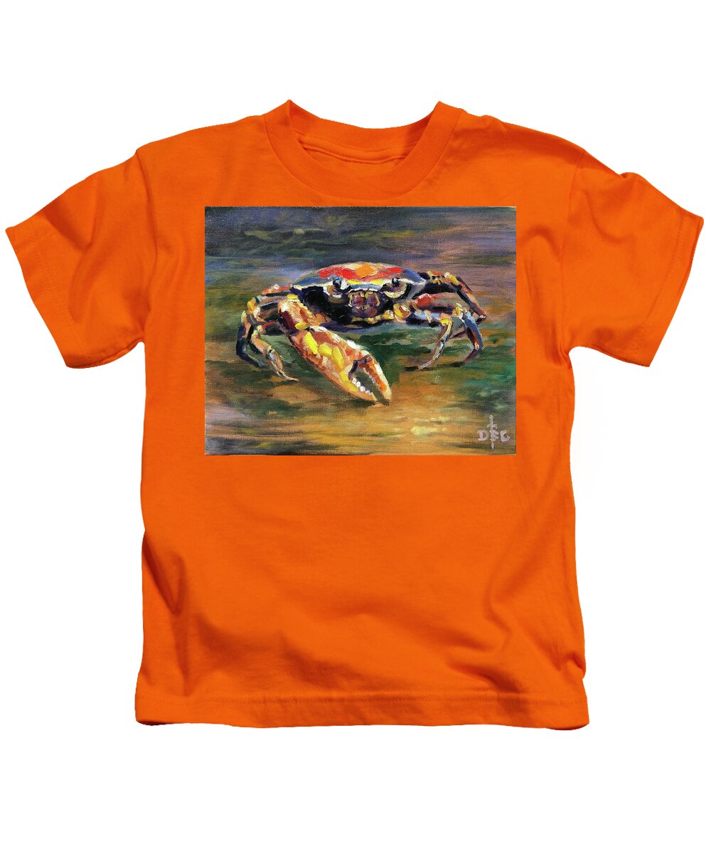 Crab Kids T-Shirt featuring the painting One Claw Bandit by David Bader