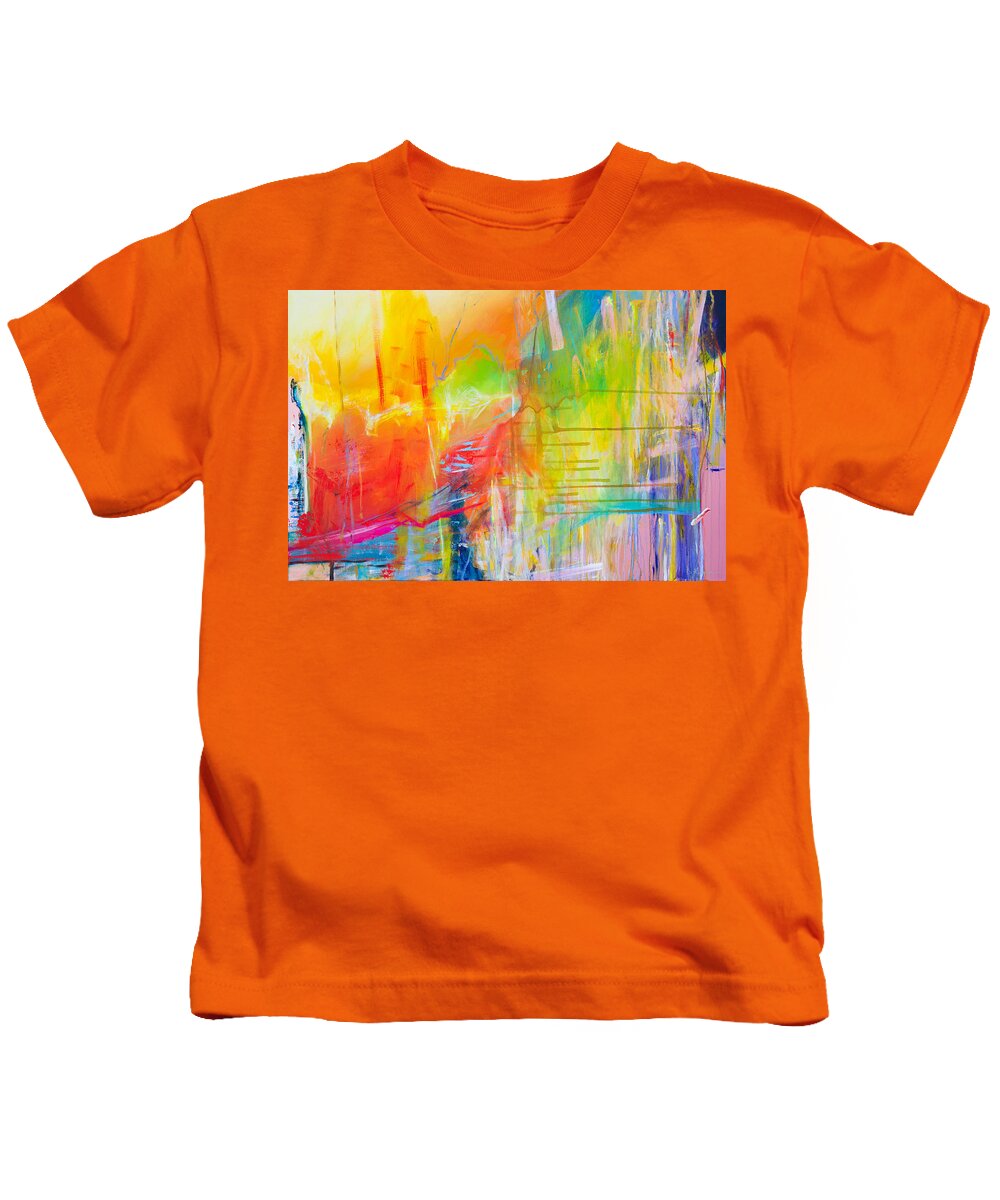Derek Kaplan Kids T-Shirt featuring the painting Opt.1.21 'No Going Back' by Derek Kaplan