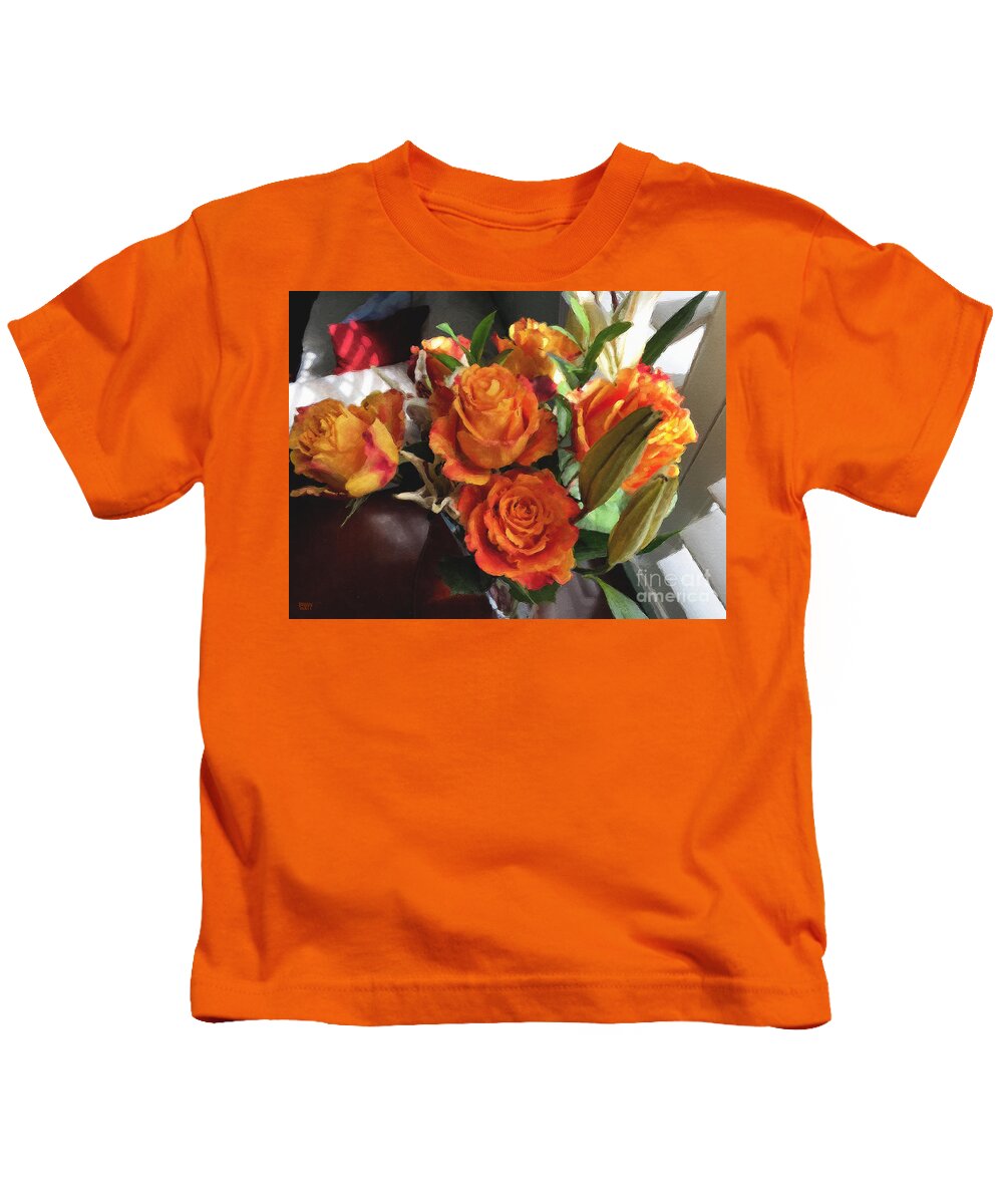 Flowers Kids T-Shirt featuring the photograph Orange Roses by Brian Watt