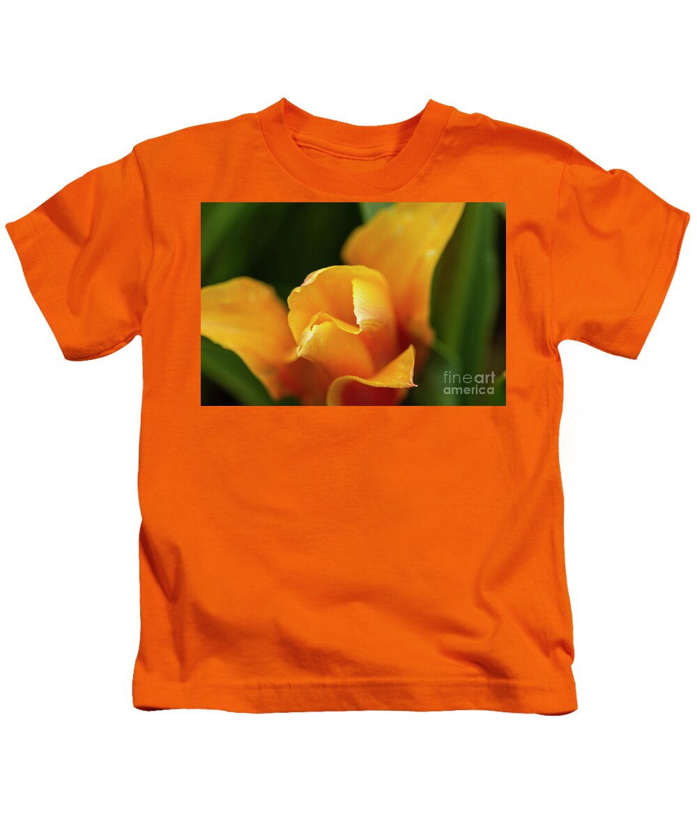 Tulip Kids T-Shirt featuring the photograph Orange Tulip Opens to the Sun by Ilene Hoffman