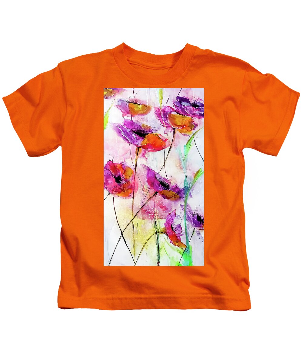 Painterly Kids T-Shirt featuring the painting Painterly Loose Floral Moments by Lisa Kaiser