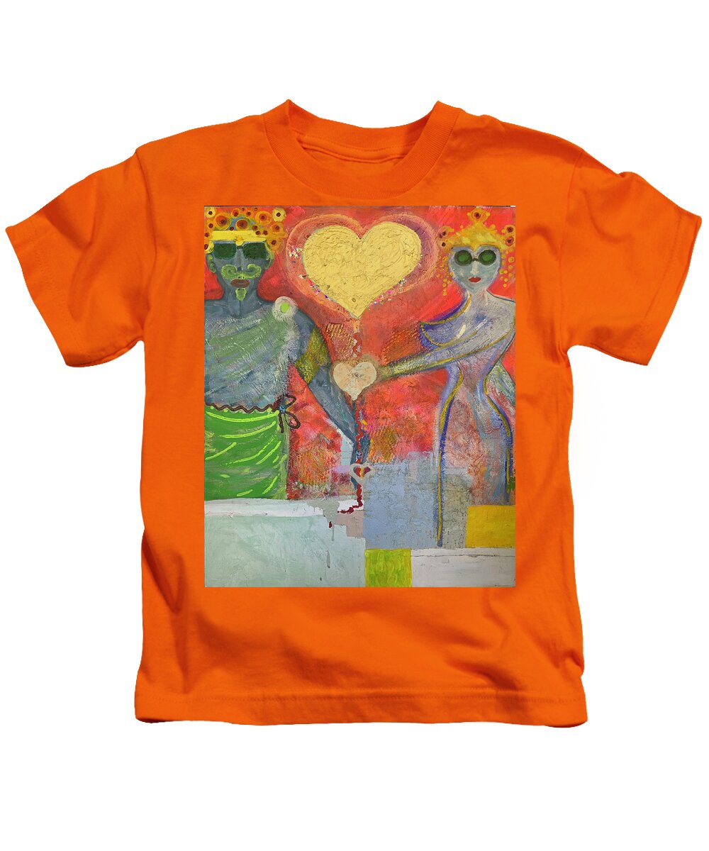 Palm Springs Kids T-Shirt featuring the painting Palm Springs Couple by Leslie Porter