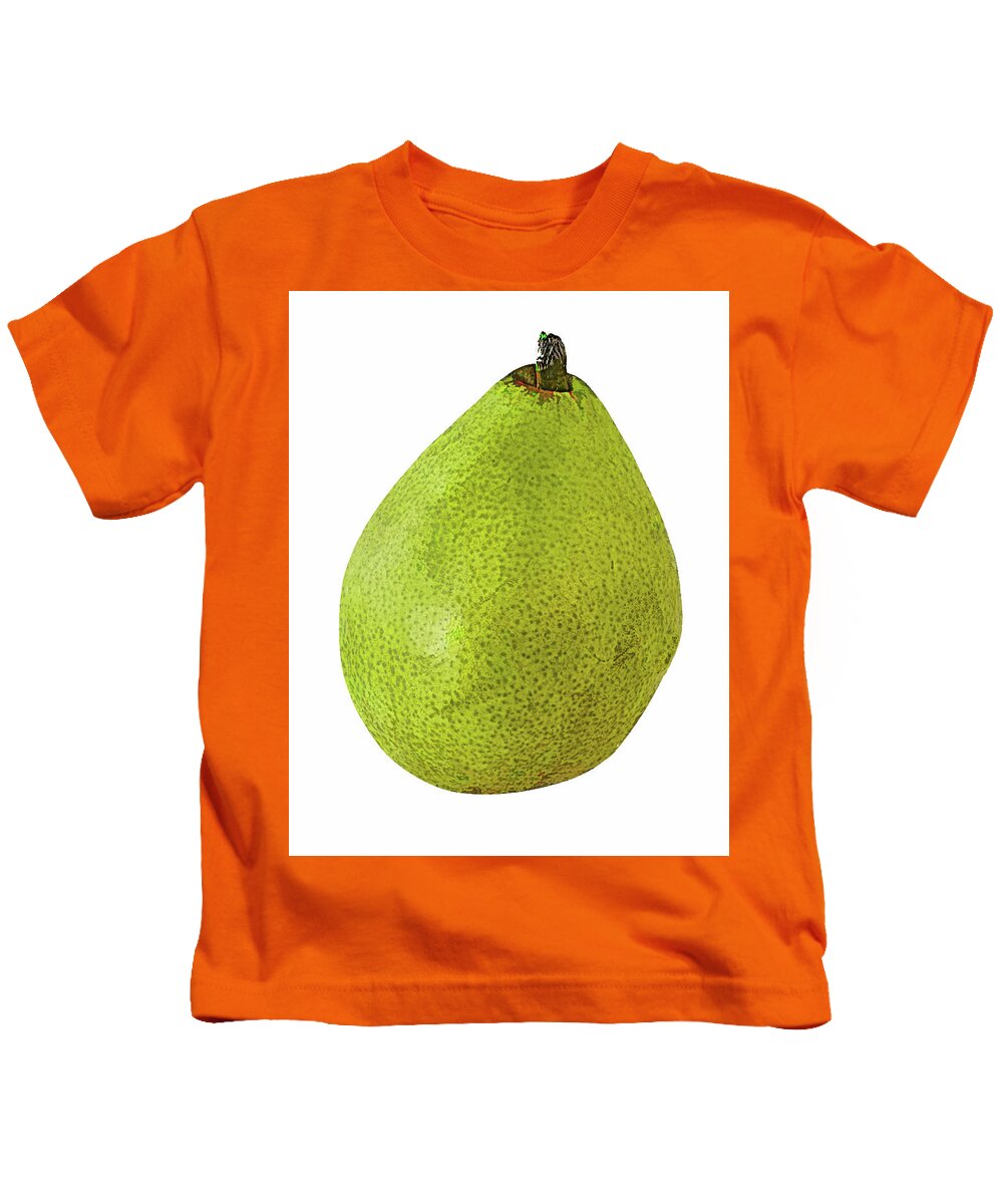 Pear. Pyrus Kids T-Shirt featuring the photograph Pear On White Background by Gary Slawsky