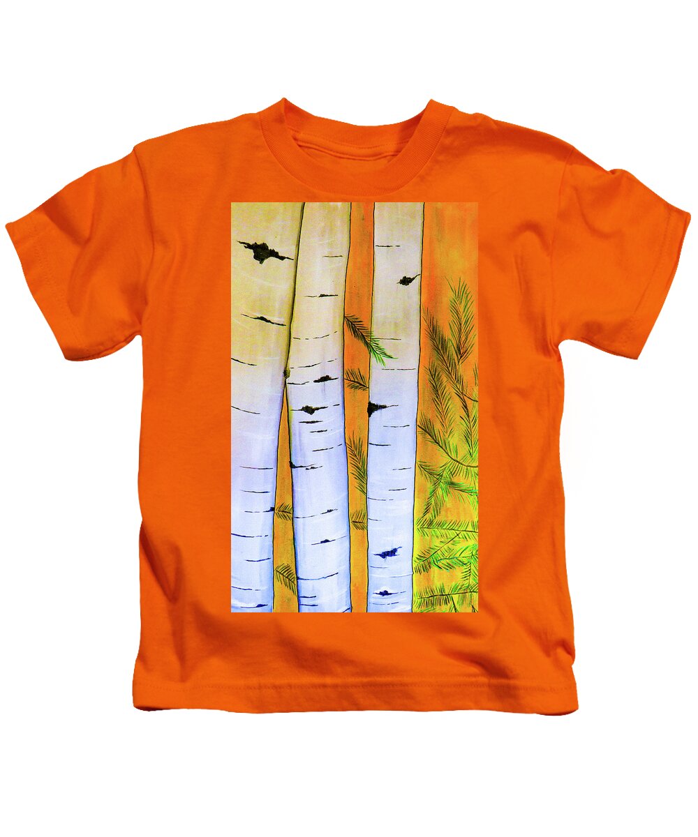 Pines Kids T-Shirt featuring the painting Pines Too Bold by Ted Clifton