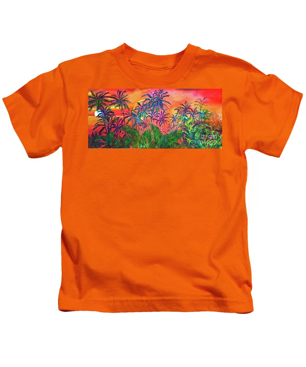 Aina Kids T-Shirt featuring the painting Ahuailaau of Pomaikai Street  by Michael Silbaugh