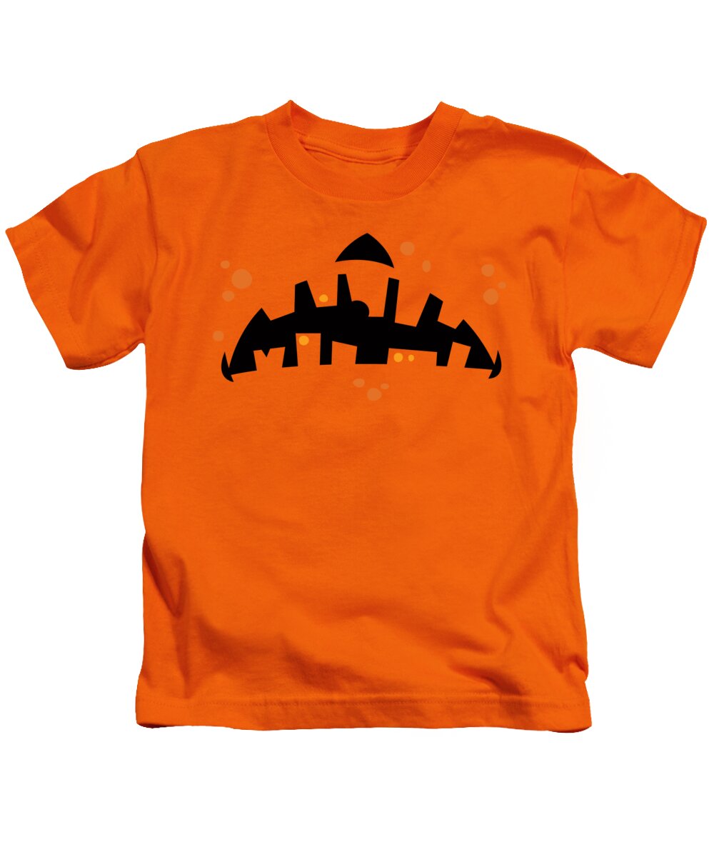 Pumpkin Kids T-Shirt featuring the digital art Pumpkin Zombie Mouth by John Schwegel