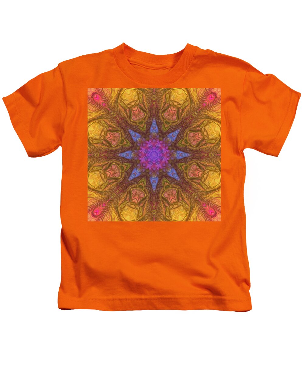 Mandala Kids T-Shirt featuring the digital art Rainbow Pitch Pine Mandala 03 by Beth Venner