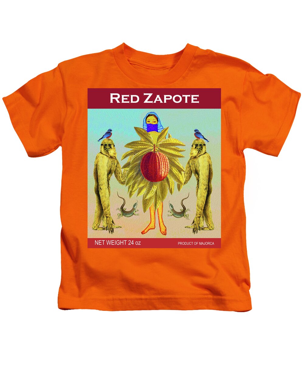 Zapote Kids T-Shirt featuring the digital art Red Zapote by Lorena Cassady