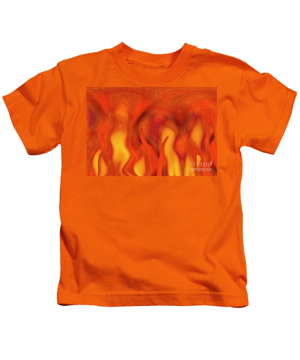 Bright Colors Kids T-Shirt featuring the mixed media Sacred fire by Elena Gantchikova