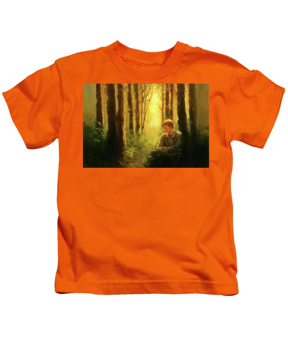 Prayer Kids T-Shirt featuring the painting Sacred Prayer by Greg Collins